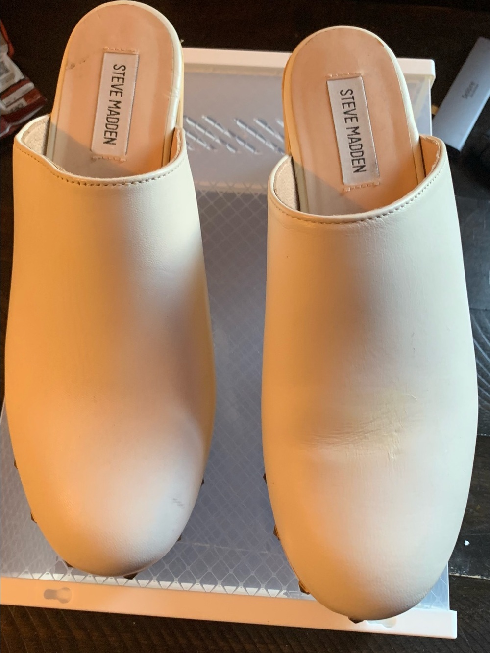 Steve Madden Cream Slide Mules